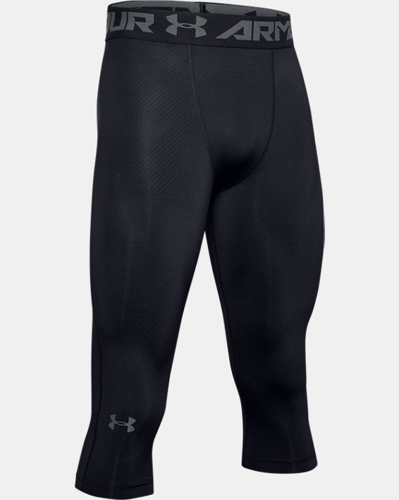 Men's HeatGear® Armour ¾ Leggings, Black, pdpMainDesktop image number 4